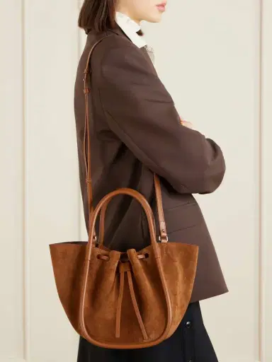 Proenza Schouler Small Leather-trimmed Ruched Suede Tote | Thumbnail 2 Proenza Schouler Small Leather-trimmed Ruched Suede Tote | Thumbnail 2