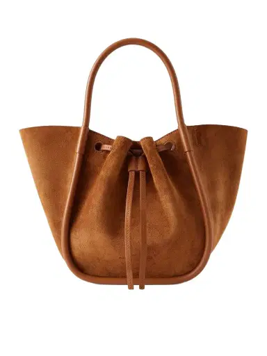 Proenza Schouler Small Leather-trimmed Ruched Suede Tote | Thumbnail 1 Proenza Schouler Small Leather-trimmed Ruched Suede Tote | Thumbnail 1
