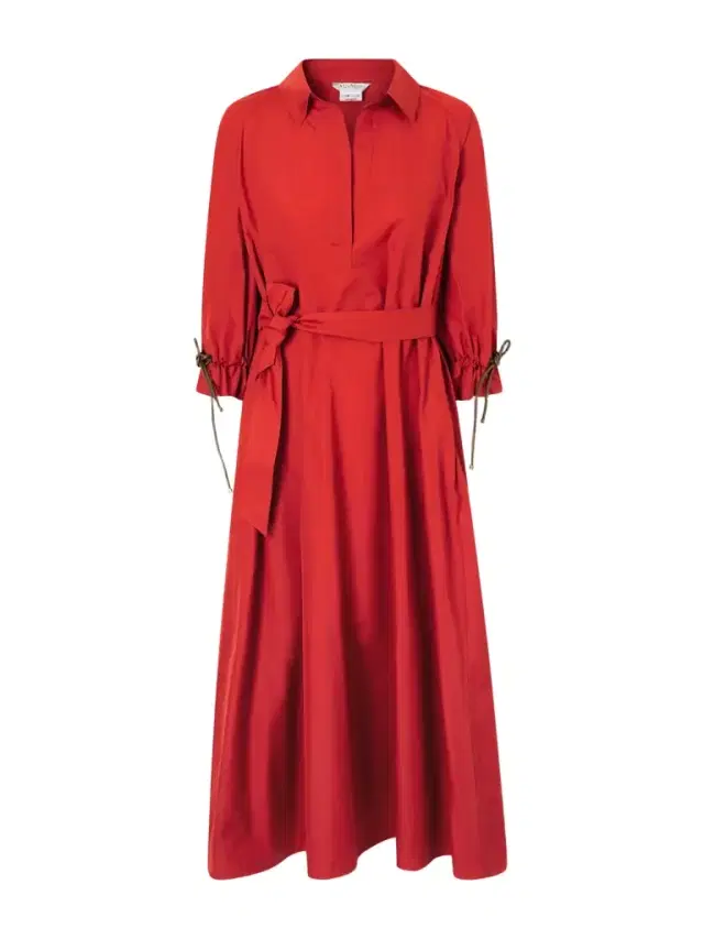 Tie-detailed Cotton-poplin Midi Dress
