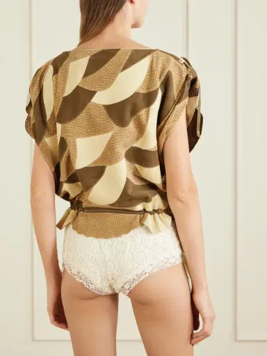 Isabel Marant Dalmy Gathered Patchwork Perforated Suede Top | Thumbnail 4