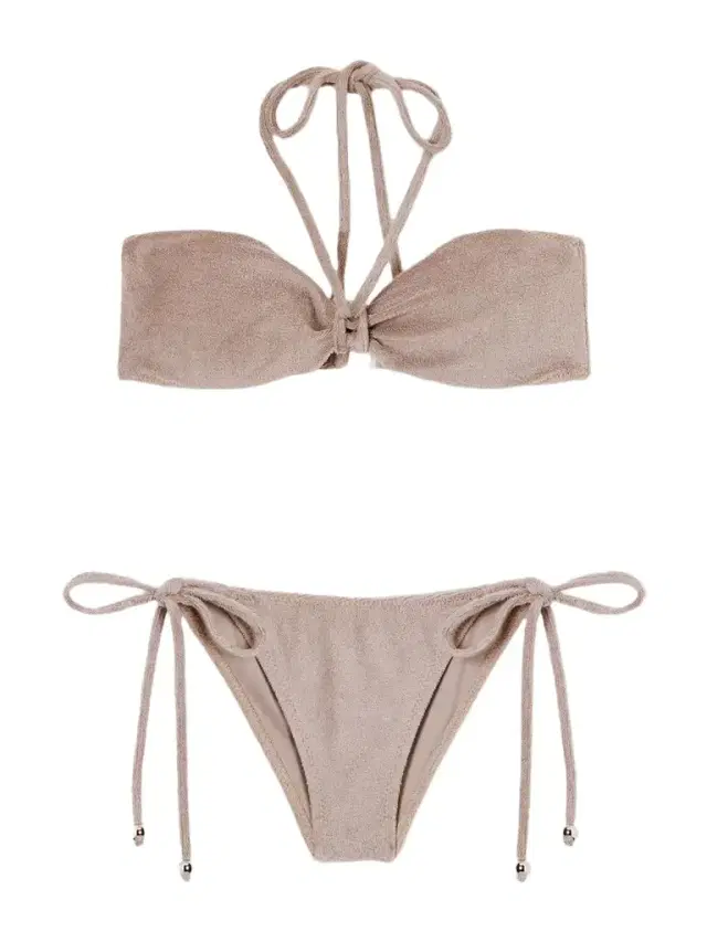 Cotton-blend Terry Bandeau Bikini