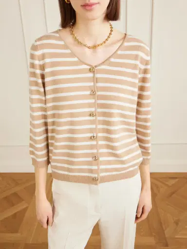 Allude Striped Cashmere Cardigan | Thumbnail 3 Allude Striped Cashmere Cardigan | Thumbnail 3