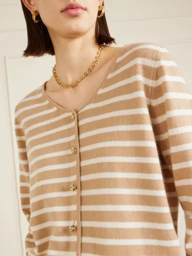 Allude Striped Cashmere Cardigan | Thumbnail 5 Allude Striped Cashmere Cardigan | Thumbnail 5