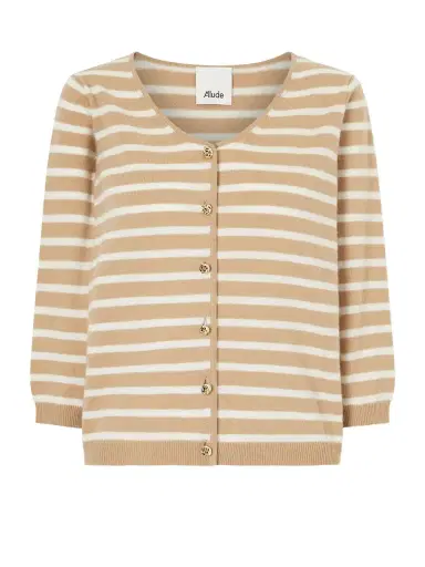 Allude Striped Cashmere Cardigan | Thumbnail 1 Allude Striped Cashmere Cardigan | Thumbnail 1