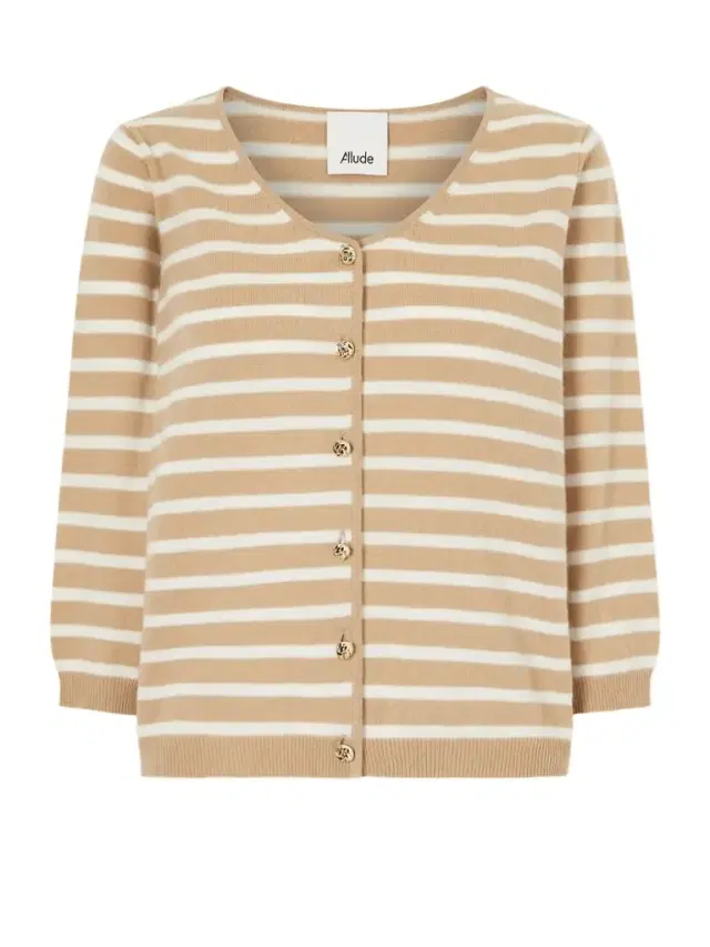 Allude Striped Cashmere Cardigan