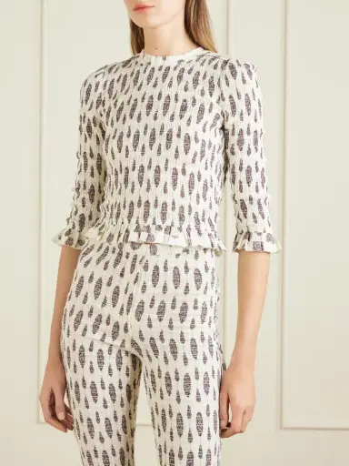 Isabel Marant Arie Open-back Ruffled Floral-print Smocked Cotton Blouse | Thumbnail 3 Isabel Marant Arie Open-back Ruffled Floral-print Smocked Cotton Blouse | Thumbnail 3