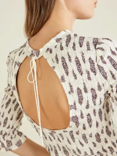 Isabel Marant Arie Open-back Ruffled Floral-print Smocked Cotton Blouse | Thumbnail 5 Isabel Marant Arie Open-back Ruffled Floral-print Smocked Cotton Blouse | Thumbnail 5