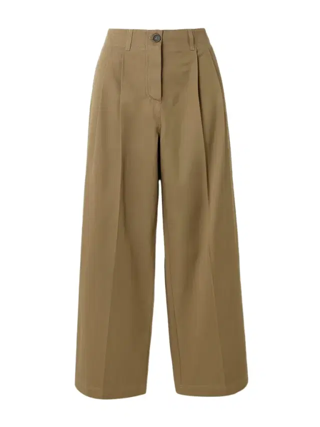Pleated Cotton-twill Wide-leg Pants