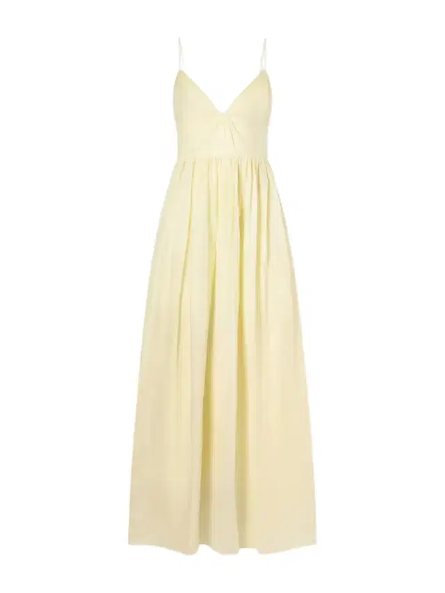 Vacation Gathered Ramie Midi Dress