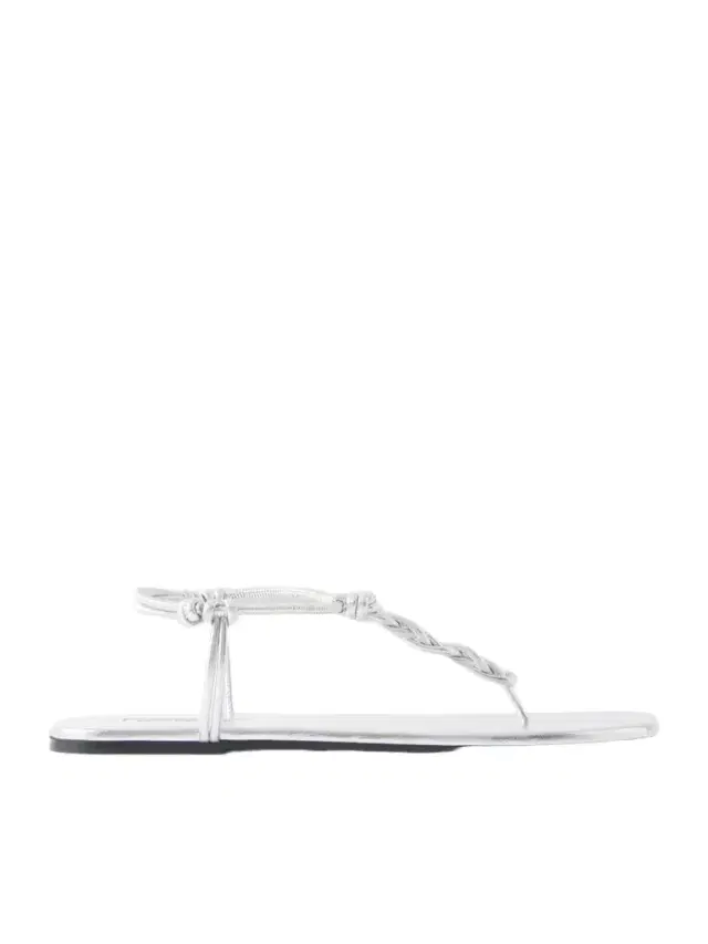 Braided Metallic Leather Sandals