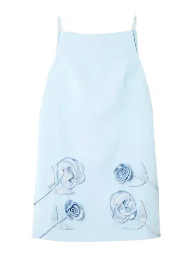 Self-Portrait Appliquéd Satin-trimmed Crepe Mini Dress | Thumbnail 1 Self-Portrait Appliquéd Satin-trimmed Crepe Mini Dress | Thumbnail 1
