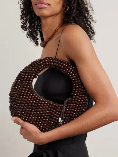 Staud Reef Leather-trimmed Beaded Wood Tote | Thumbnail 2