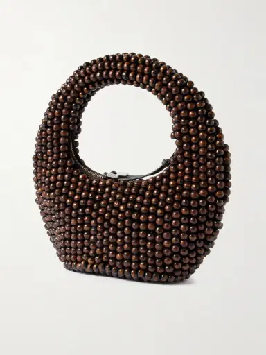 Staud Reef Leather-trimmed Beaded Wood Tote | Thumbnail 3