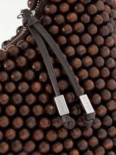 Staud Reef Leather-trimmed Beaded Wood Tote | Thumbnail 4