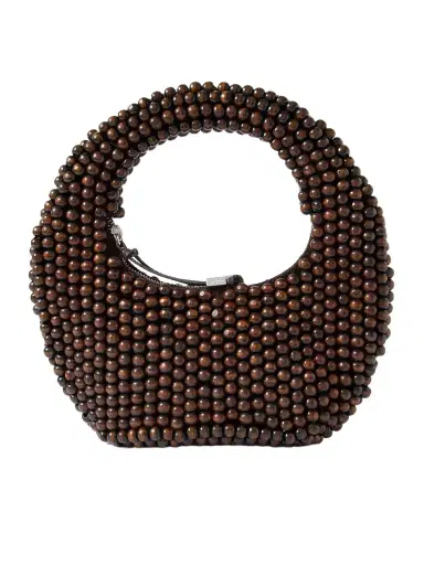Staud Reef Leather-trimmed Beaded Wood Tote | Thumbnail 1