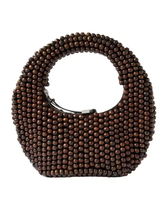Reef Leather-trimmed Beaded Wood Tote Reef Leather-trimmed Beaded Wood Tote