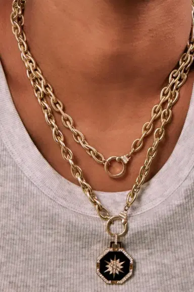 Sorellina Diamond Textured Teardrop Chain Necklace | Thumbnail 2