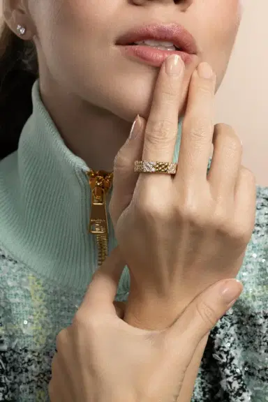 ROBERTO DEMEGLIO Diamond White Two Row Cashmere Ring | Thumbnail 4