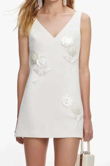 Self-Portrait Sleeveless Embellished Flower Mini Dress | Thumbnail 2