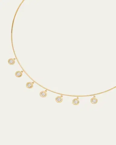 Jamie Wolf 18K Yellow and White Gold Round Edge Diamond Drop Wire Necklace | Thumbnail 2 Jamie Wolf 18K Yellow and White Gold Round Edge Diamond Drop Wire Necklace | Thumbnail 2