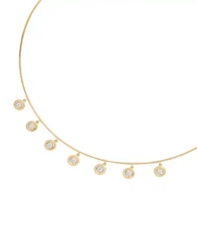 Jamie Wolf 18K Yellow and White Gold Round Edge Diamond Drop Wire Necklace | Thumbnail 1 Jamie Wolf 18K Yellow and White Gold Round Edge Diamond Drop Wire Necklace | Thumbnail 1