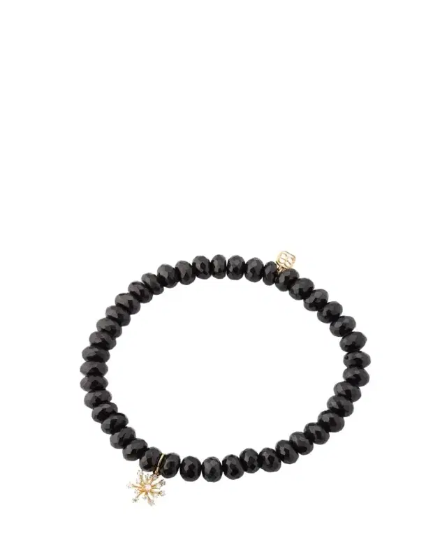 Sydney Evan 14K Gold & Diamond Small Burst Flower on Spinel Beads Bracelet