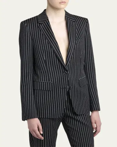 Tom Ford Pinstripe Wool Single-Breasted Blazer Jacket | Thumbnail 4