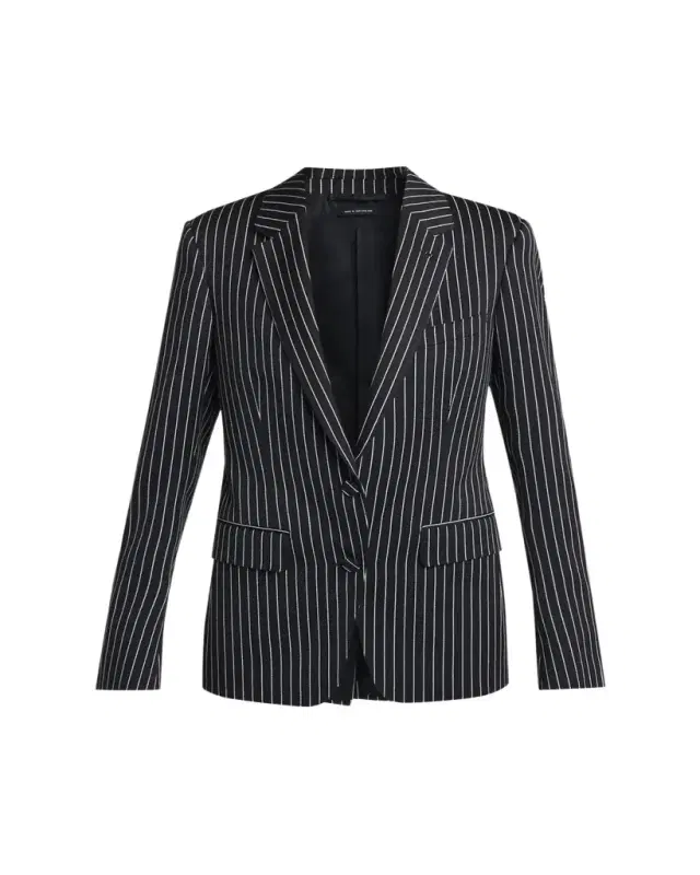 TOM FORD Pinstripe Wool Single-Breasted Blazer Jacket