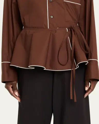 Plan C Cotton Poplin Button-Front Shirt | Thumbnail 2 Plan C Cotton Poplin Button-Front Shirt | Thumbnail 2