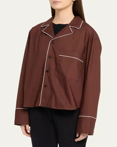Plan C Cotton Poplin Button-Front Shirt | Thumbnail 4 Plan C Cotton Poplin Button-Front Shirt | Thumbnail 4