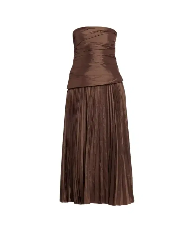 Arie Strapless Pleated Maxi Dress