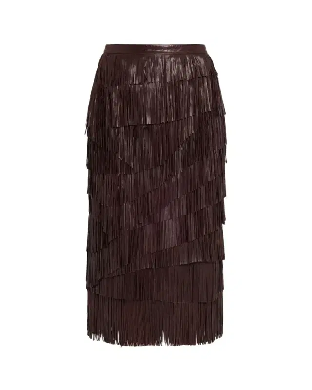 Ulla Johnson Therese Fringe Leather Midi Skirt
