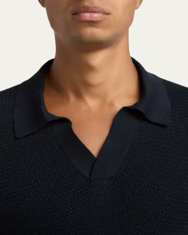 Zegna Men's Premium Cotton Knit Johnny Collar Polo Shirt | Thumbnail 5 Zegna Men's Premium Cotton Knit Johnny Collar Polo Shirt | Thumbnail 5