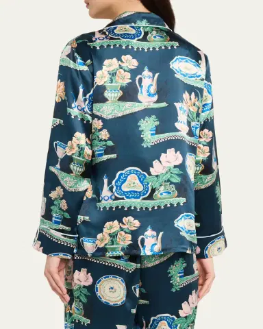 Olivia von Halle Lila Giotto Ceramic-Print Silk Pajama Set | Thumbnail 3 Olivia von Halle Lila Giotto Ceramic-Print Silk Pajama Set | Thumbnail 3