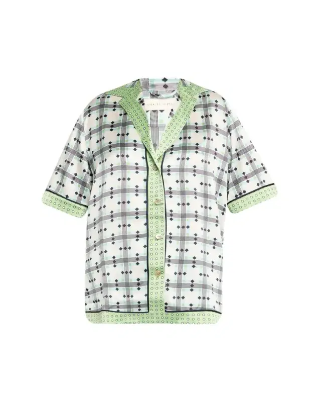 Zelda Geometric-Print Silk Short Pajama Set