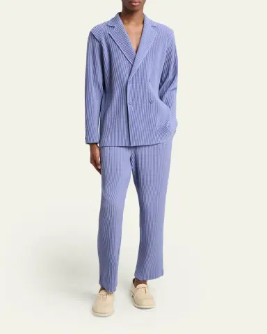 Homme Plissé Issey Miyake Men's Pleated Double-Breasted Blazer | Thumbnail 2
