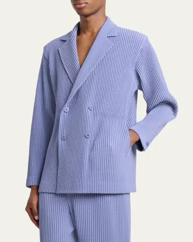 Homme Plissé Issey Miyake Men's Pleated Double-Breasted Blazer | Thumbnail 4