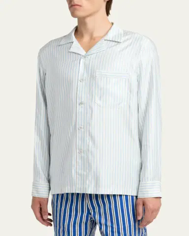 TOM FORD Men's Stripe Silk Twill Button-Down Shirt | Thumbnail 4