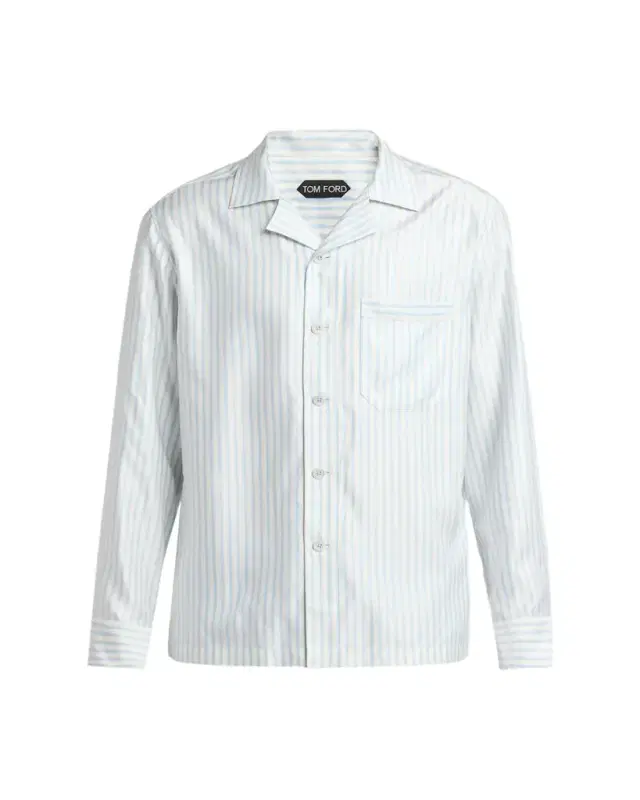 Men's Stripe Silk Twill Button-Down Shirt