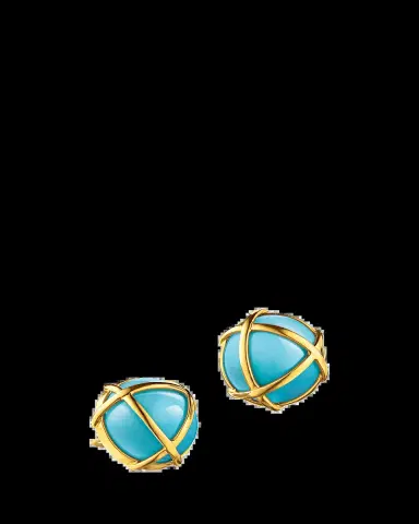 Verdura 18K Yellow Gold Turquoise Caged Earrings | Thumbnail 2