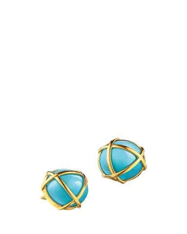 Verdura 18K Yellow Gold Turquoise Caged Earrings | Thumbnail 1