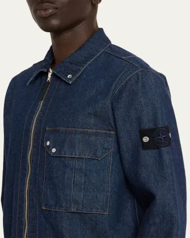 Stone Island Men's Denim Full-Zip Shirt Jacket | Thumbnail 5