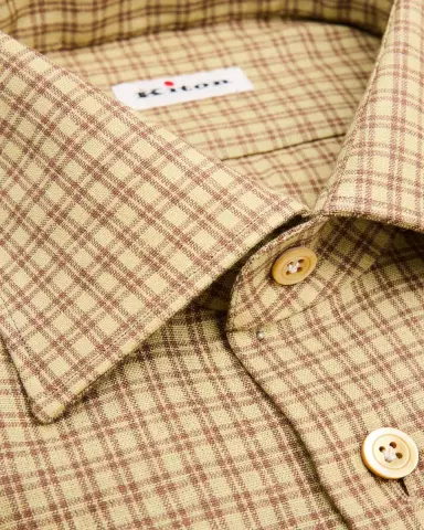 Kiton Men's Linen-Blend Plaid Button-Down Shirt | Thumbnail 2