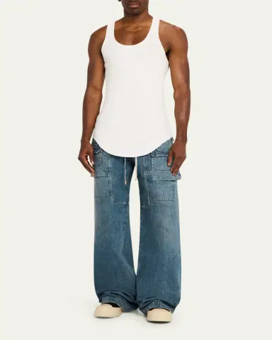 DRKSHDW RICK OWENS Men's Denim Wide-Leg Pull-On Cargo Pants | Thumbnail 2
