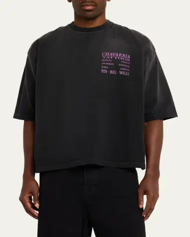 Willy Chavarria Men's Chavarria Tattoos Cotton Boxy Fit T-Shirt | Thumbnail 4 Willy Chavarria Men's Chavarria Tattoos Cotton Boxy Fit T-Shirt | Thumbnail 4
