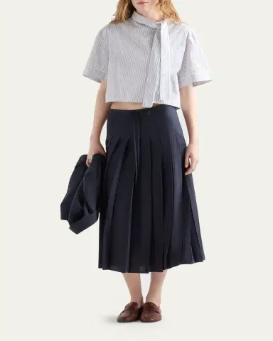 Prada Silk Pleated Midi Skirt | Thumbnail 2 Prada Silk Pleated Midi Skirt | Thumbnail 2
