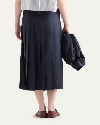 Prada Silk Pleated Midi Skirt | Thumbnail 3 Prada Silk Pleated Midi Skirt | Thumbnail 3
