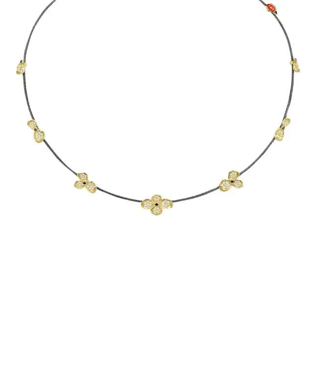 Paul Morelli 18K Yellow Gold Diamond Forget Me Not Necklace