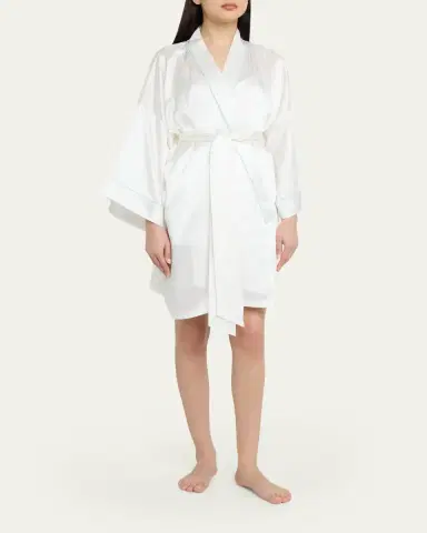 Olivia von Halle Mimi Kimono-Sleeve Silk Satin Robe | Thumbnail 2 Olivia von Halle Mimi Kimono-Sleeve Silk Satin Robe | Thumbnail 2