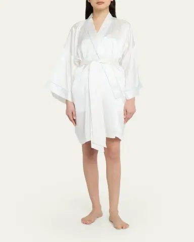 Olivia von Halle Mimi Kimono-Sleeve Silk Satin Robe | Thumbnail 4 Olivia von Halle Mimi Kimono-Sleeve Silk Satin Robe | Thumbnail 4